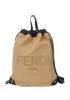 Flocked Logo Drawstring Backpack, front view
